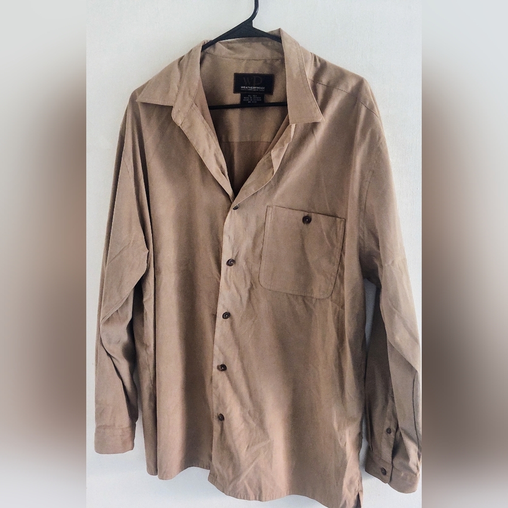 Weatherproof mens size XL 17 tan/brown long sleeve dress shirt. NWOT. Pocket.
